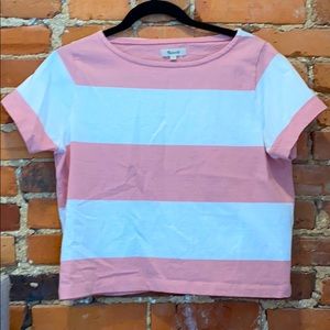 MADEWELL striped pink crop t shirt